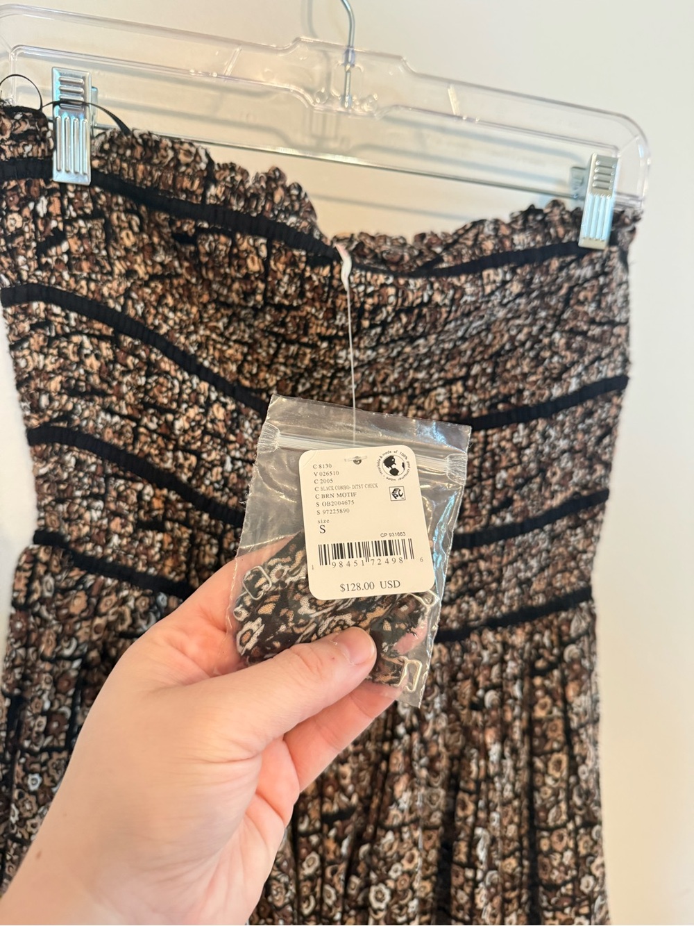 Free People Bali Checked Out Smocked Bohemian Printed Romper Cotton NWT Sz Small - Picture 4 of 8